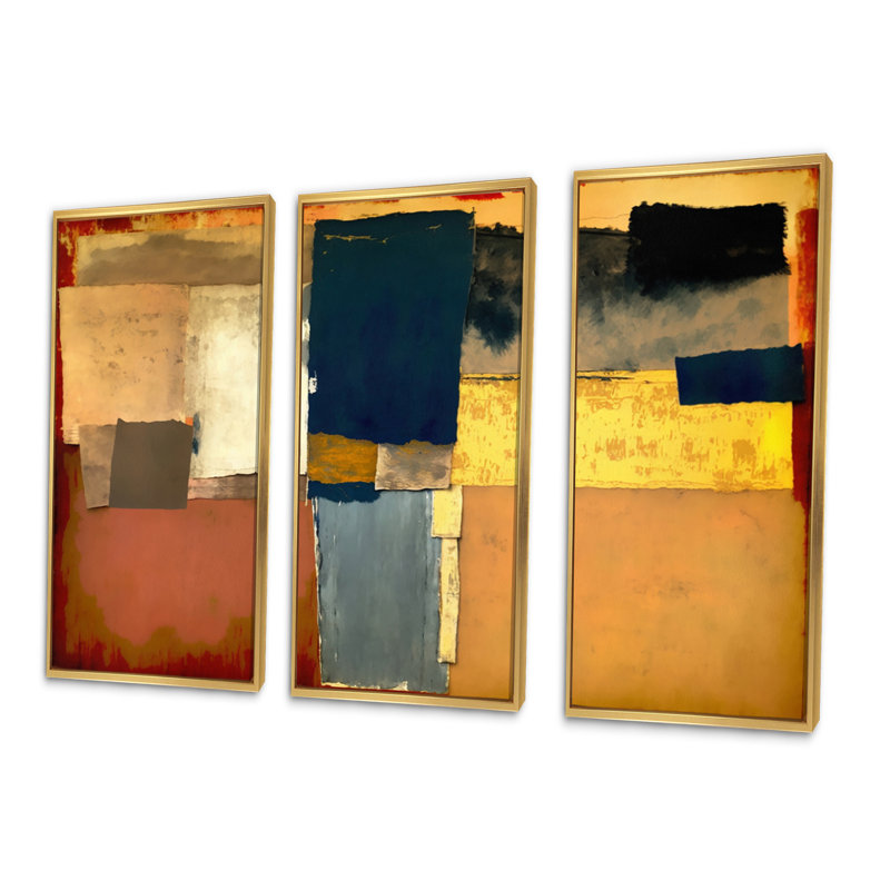 «Blue Sky Above Redend Point VI», reproduction sur toile 3 pièces, Toile avec cadre doré, H 32 po x l 48 po x P 1 po