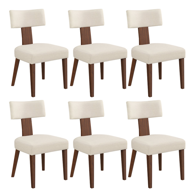 Culbane Upholstered Dining Chairs with Solid Wood Frame (Set of 6), Linen