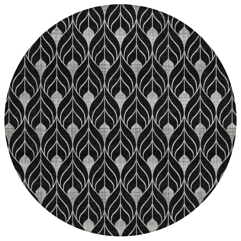 Tapis rond noir 8 po