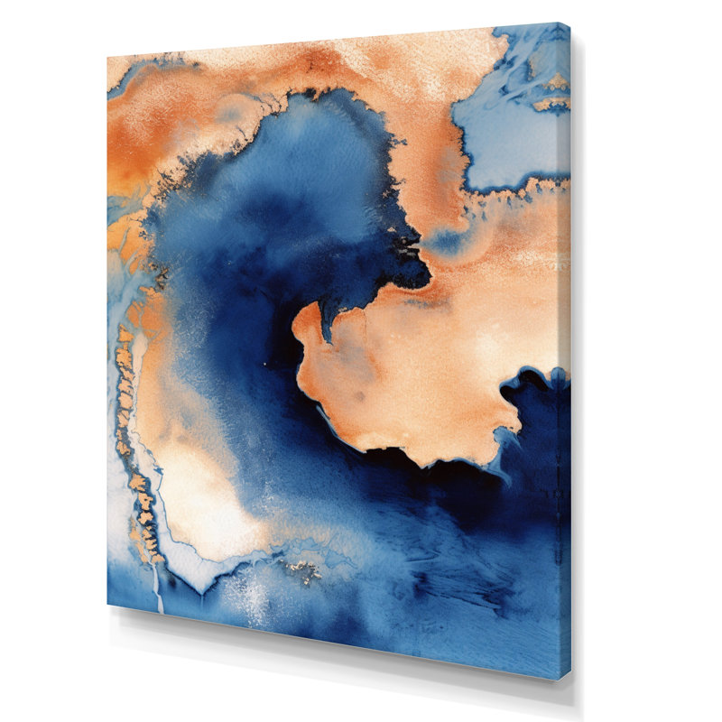 Nuage de marbre bleu et beige I - impression, H 44 po x l 34 po x P 1,5 po, Toile tendue