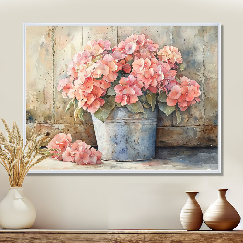 Irlan - Floral Wall Art, Impression encadrée flottante, H 24 po x l 32 po, Blanc