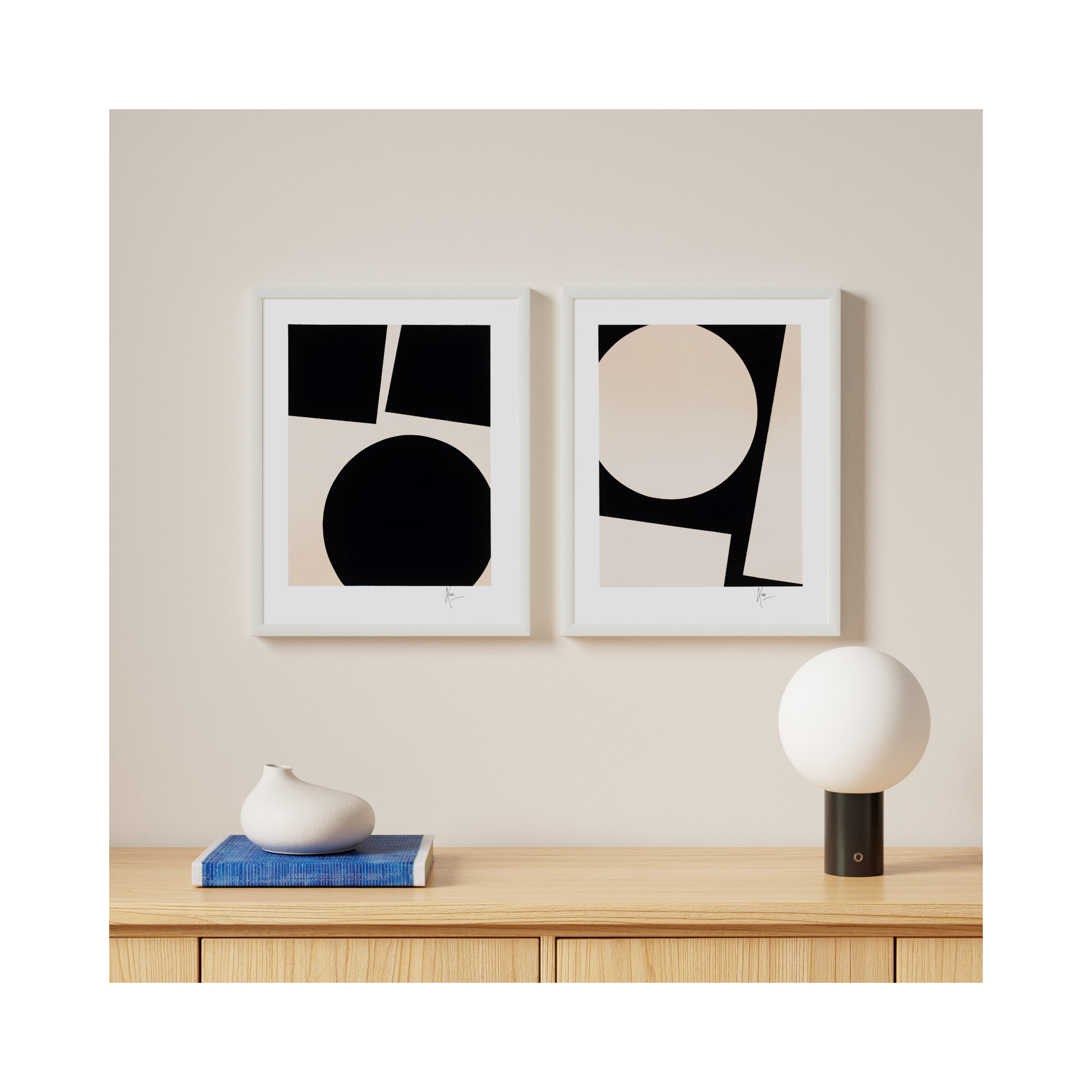 You & Me. Set Of 2 by Lee Lessem, White, 20" H x 16" W x 1.25" D