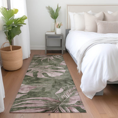 Tapis olive intérieur / extérieur lavable à la machine Xhevrie