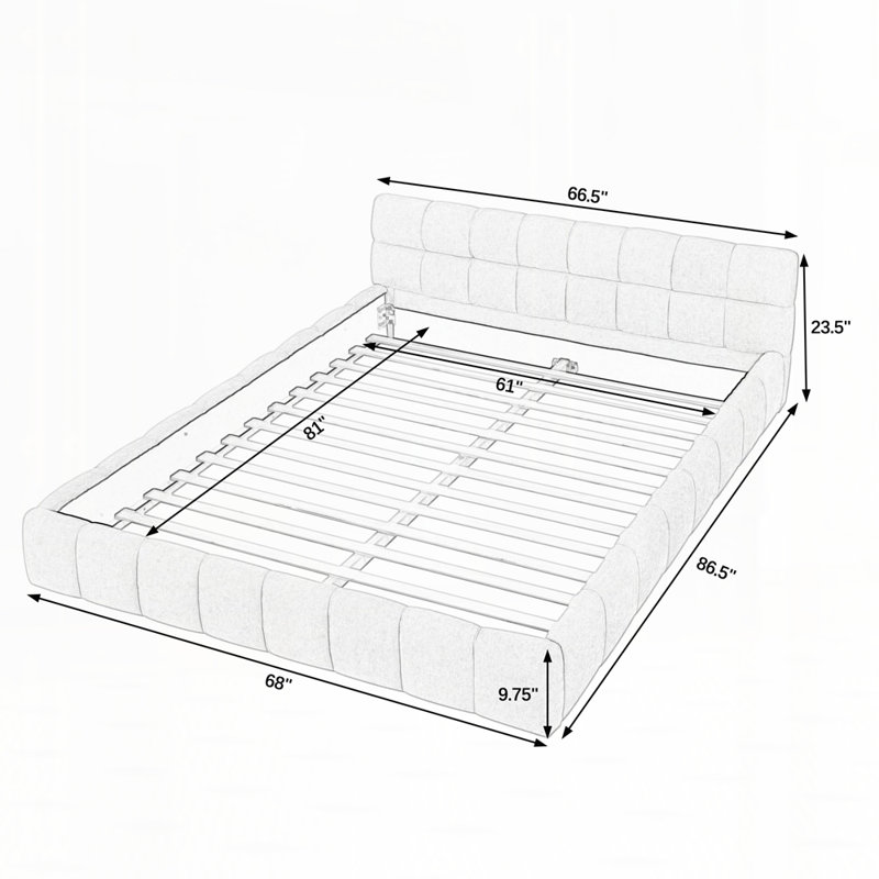 Structure de lit Chenille, Beige