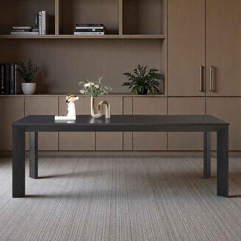 Bureau simple en bois massif avec une surface spacieuse, H 29,53 po x l 78,74 po x P 39,37 po, Noir