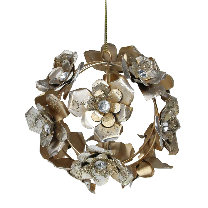 Ornement boule de Noël mat argenté et rose doré 4,5 po (115 mm)