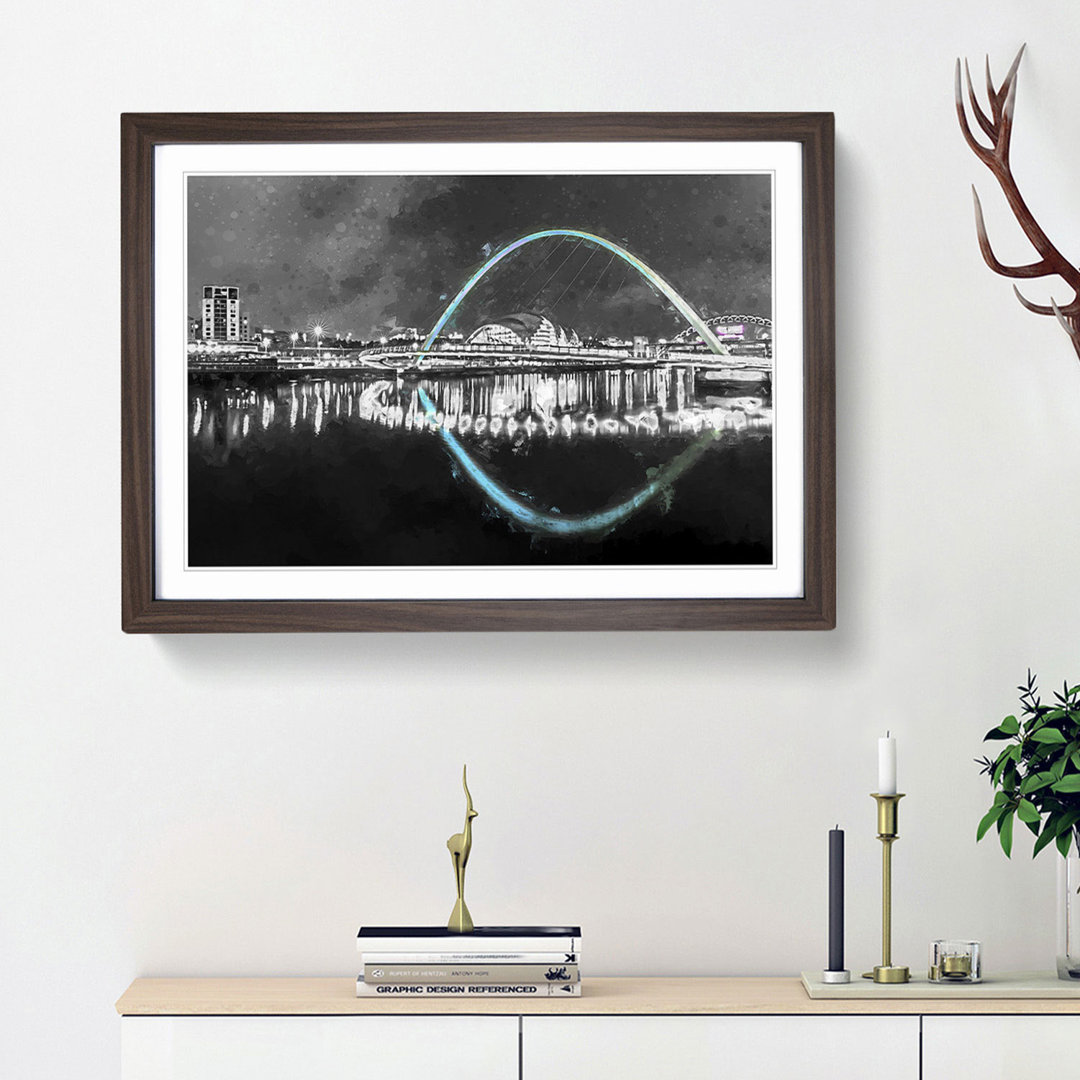 Gateshead Millennium Bridge in Abstract - Framed Print