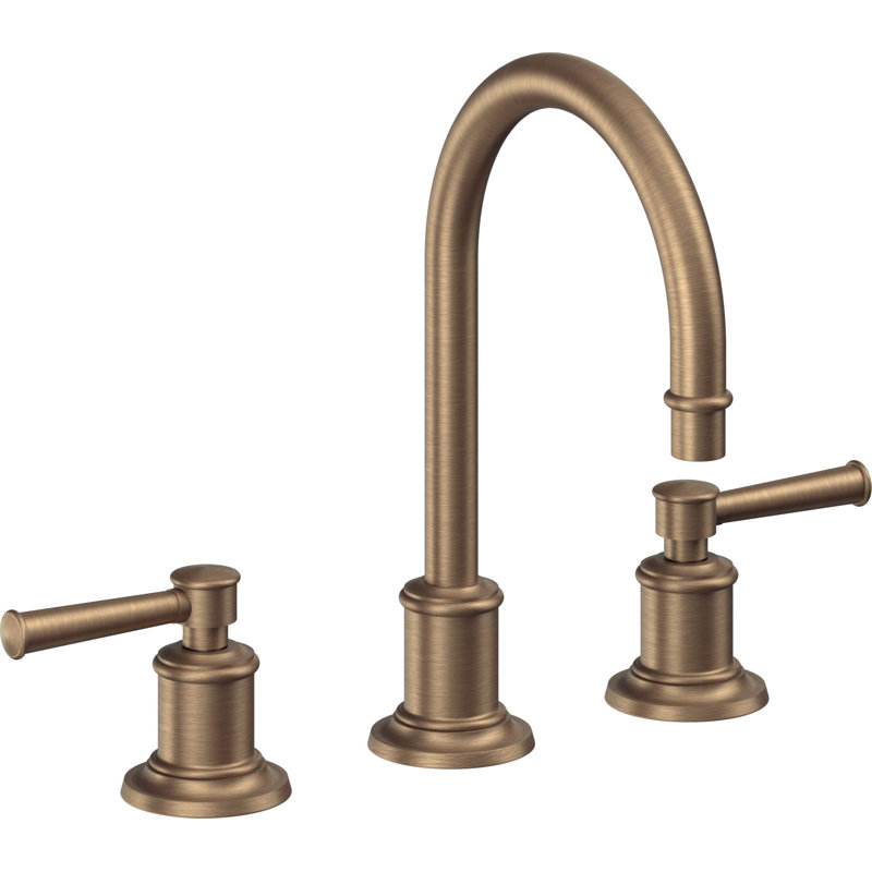 Miramar 8" Widespread Lavatory Faucet, Antique Brass Flat