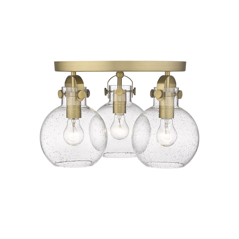 Slocomb Glass Semi Flush Mount, Brushed Brass, Seedy