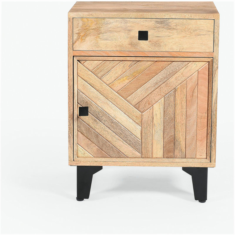 Kerry Handcrafted 1-Drawer Wood Nightstand