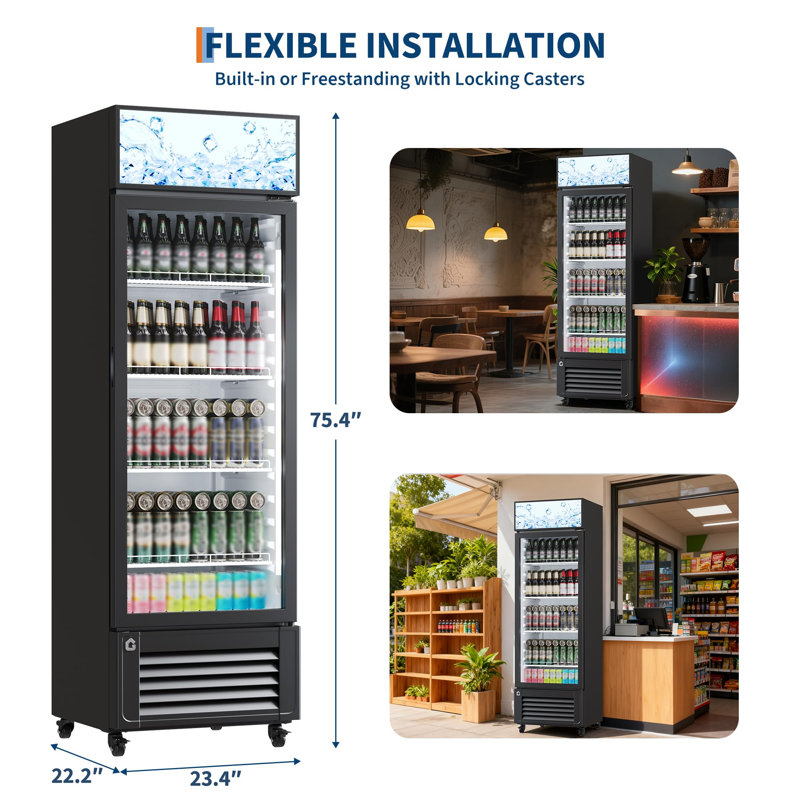 Réfrigérateur commercial pour boissons, réfrigérateur à une porte vitrée