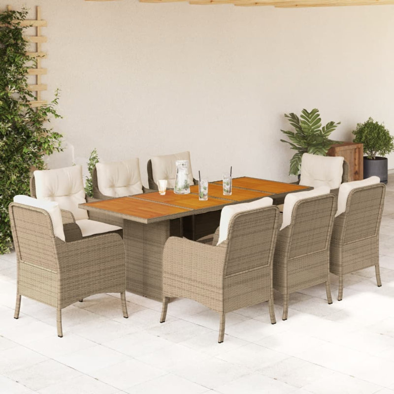 Housses de jardin en rotin PE pour 8 personnes, Blanc, crème, Beige
