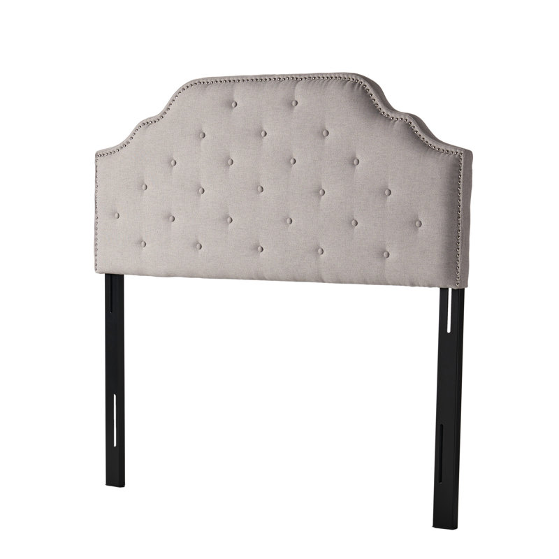 Grey Fabric Headboard For Bedroom - Queen & Full Sized With Contemporary Grace Button Diamond Stitch And Appealing Nailhead Accents Assembly Required Dazzling