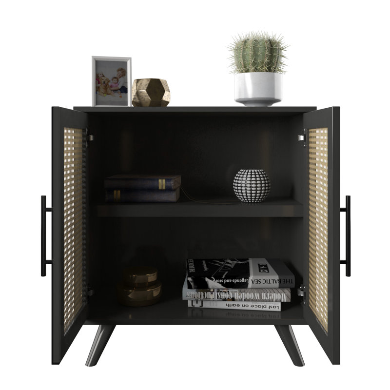 Casspi 2-Door Engineered Wood Accent Cabinet, Black