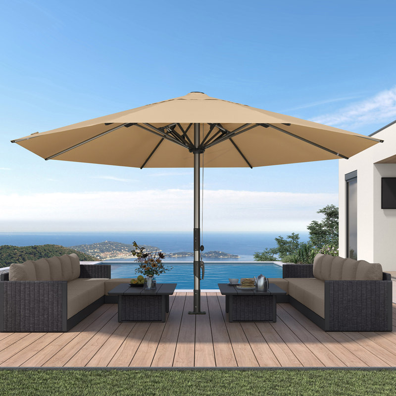 Parasol de table semi-automatique pour l'extérieur, Noir