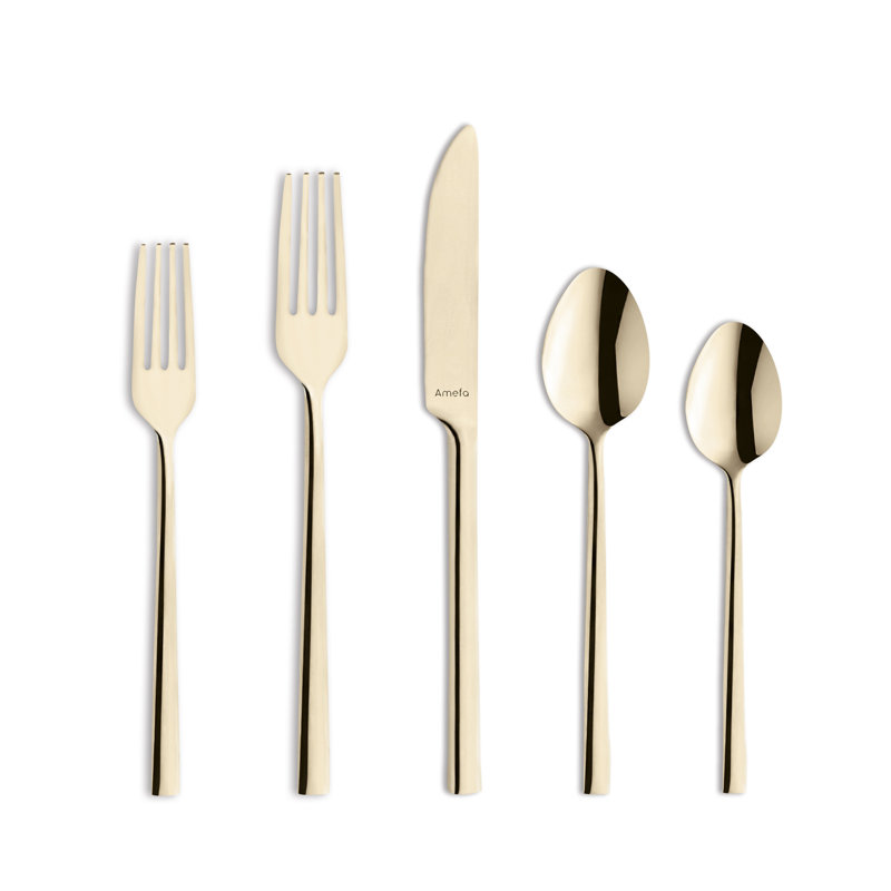Dallas 20-Piece Stainless Steel Flatware Set in Champagne Finish