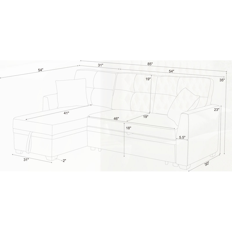 Ebern Designs Modular Sleeper Sectional Sofa - Wayfair Canada