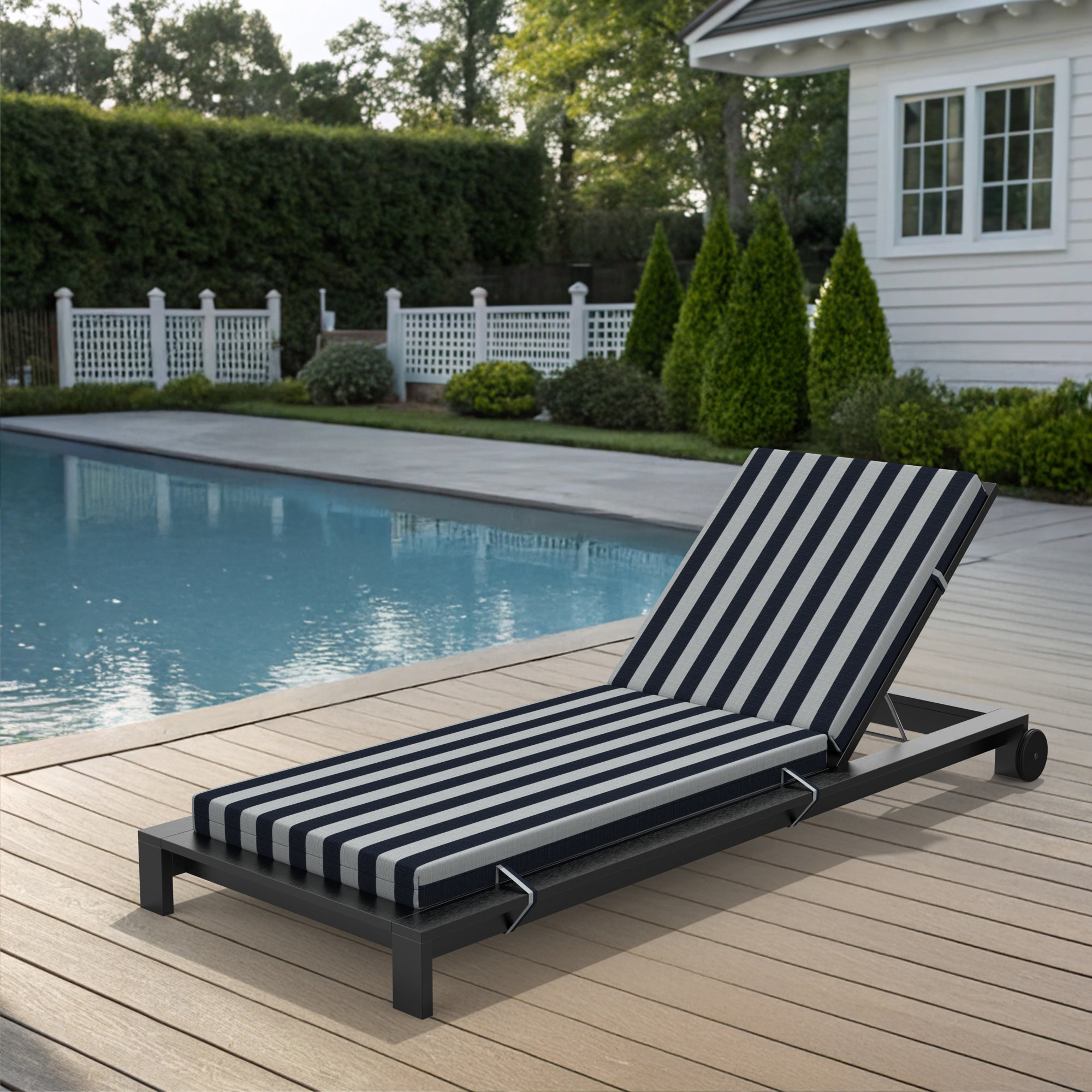Lani Sunbrella Outdoor Chaise Lounge Cushion, 24" W x 45" D, Expressive Mist