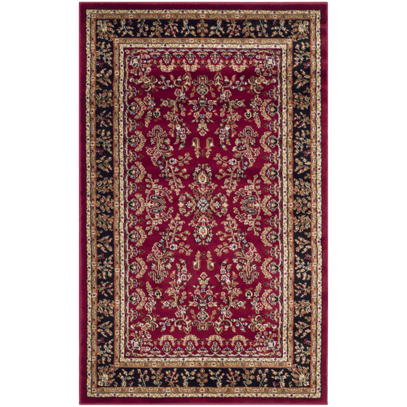 Lyndhurst Oriental Area Rug In Red / Black, Rectangle 99 x 160 cm