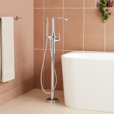 Signature Hardware 485215 Drea Floor Mounted Tub Filler with Built-In Diverter - Brushed Gold
