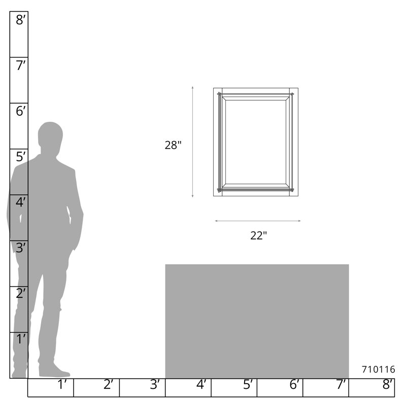 Metra Industrial Beveled Bathroom/Vanity Mirror, 28" H x 22" W, Sterling