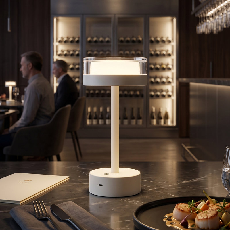 Lampe de table blanche à DEL sans fil 12 po rechargeable