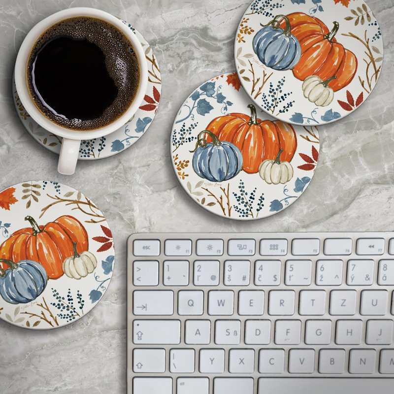 Ensemble de 4 sous-verres ronds Autumn Stone