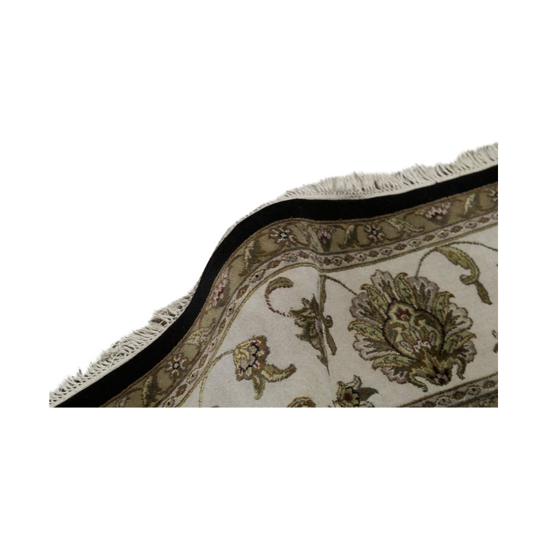 Tapis gris et ivoire noué à la main de haute qualité