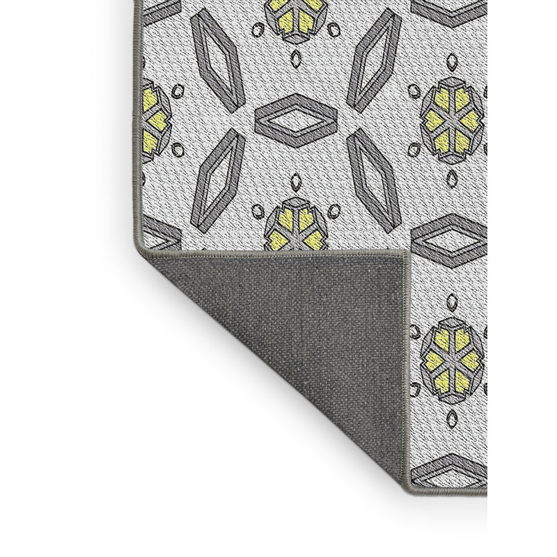Tapis vert/gris à motifs, Rectangle 2 pi x 5 pi
