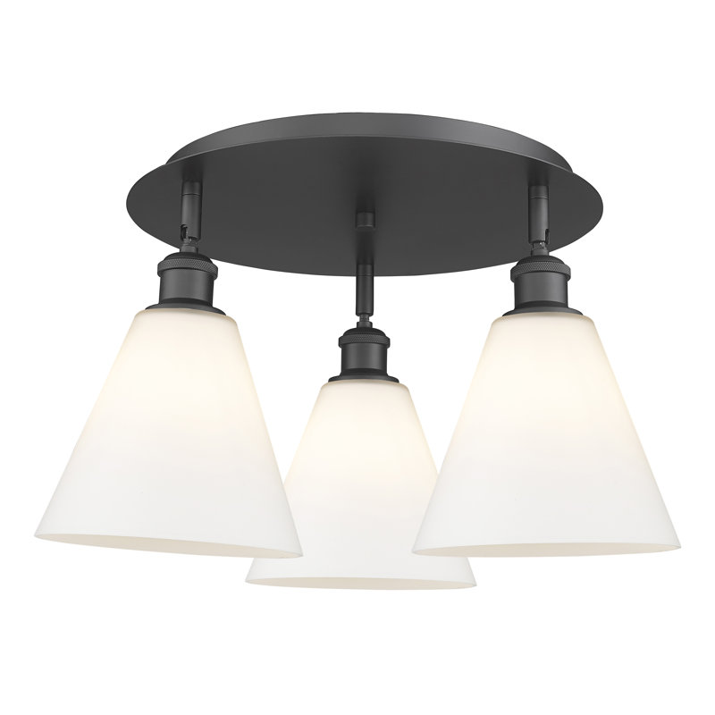 Berek Glass Flush Mount, Clear, Matte Black
