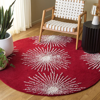 Tapis rouge / ivoire touffeté à motif géométrique Amier