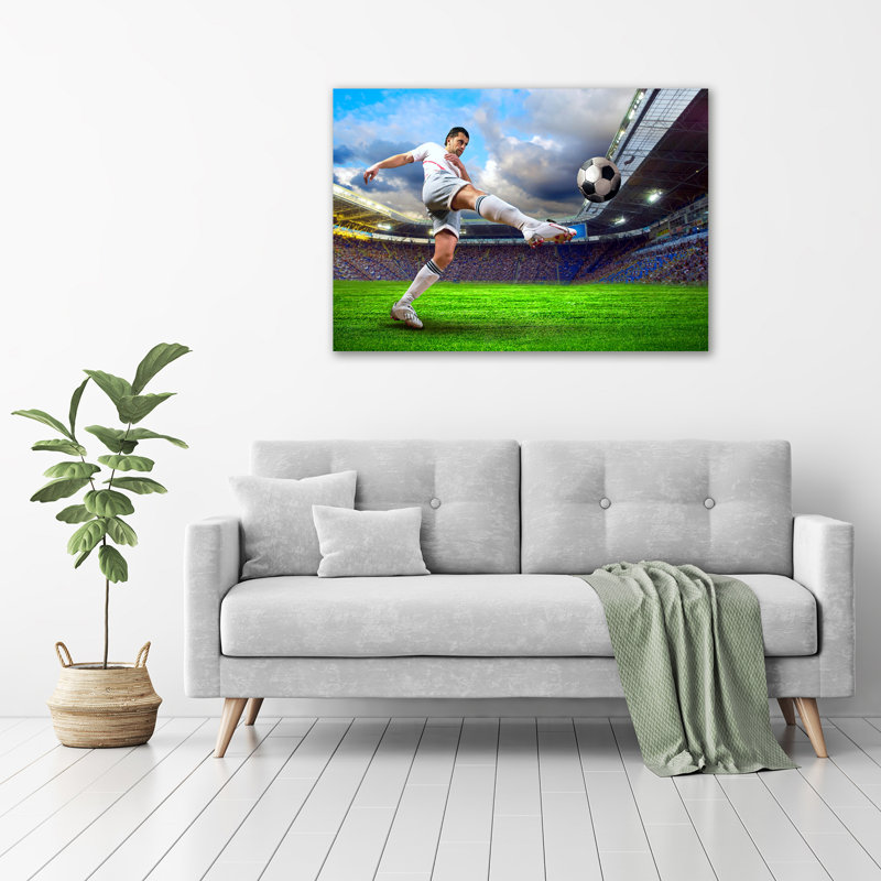 Football Player In The Stadium - No Frame Print on Glass