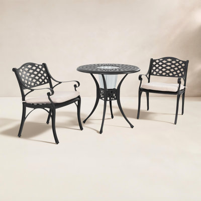 Outdoor 3-piece Cast Aluminum Bistro Set With Cushions