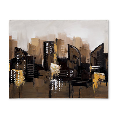 Brown Abstract Cityscape Modern Cities Polyester Placemat