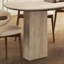 Table de salle à manger beige / brun en pierre frittée ovale + bois massif-1704781772