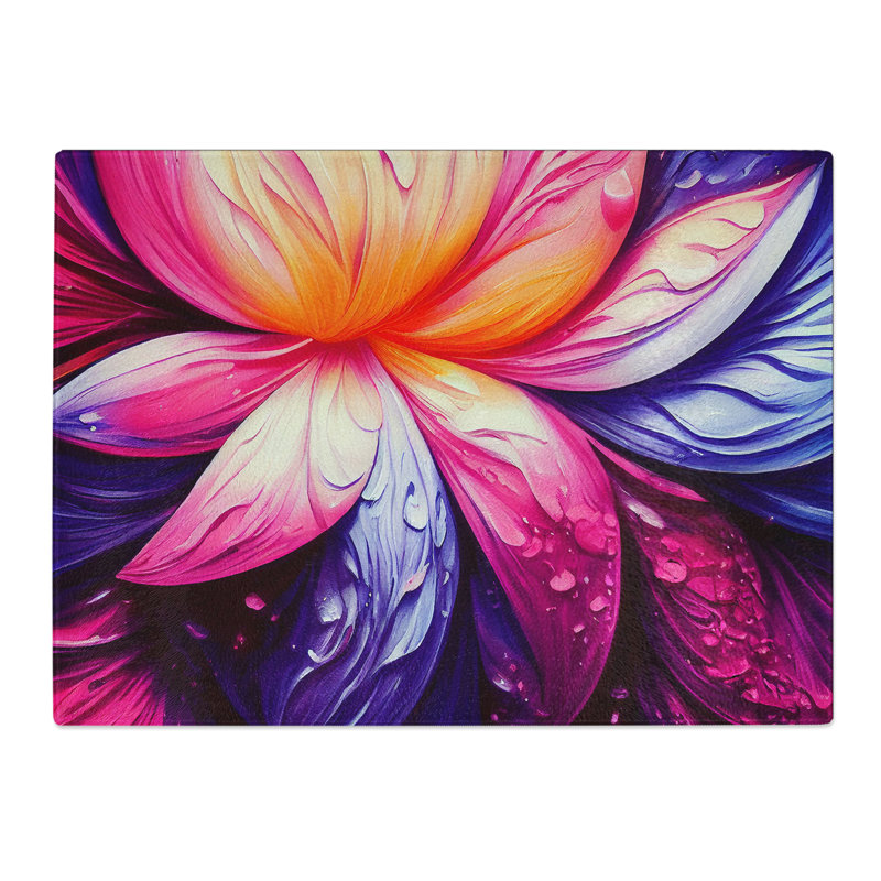 Colourful Floral Art Vol.6 Abstract  Glass Chopping Board