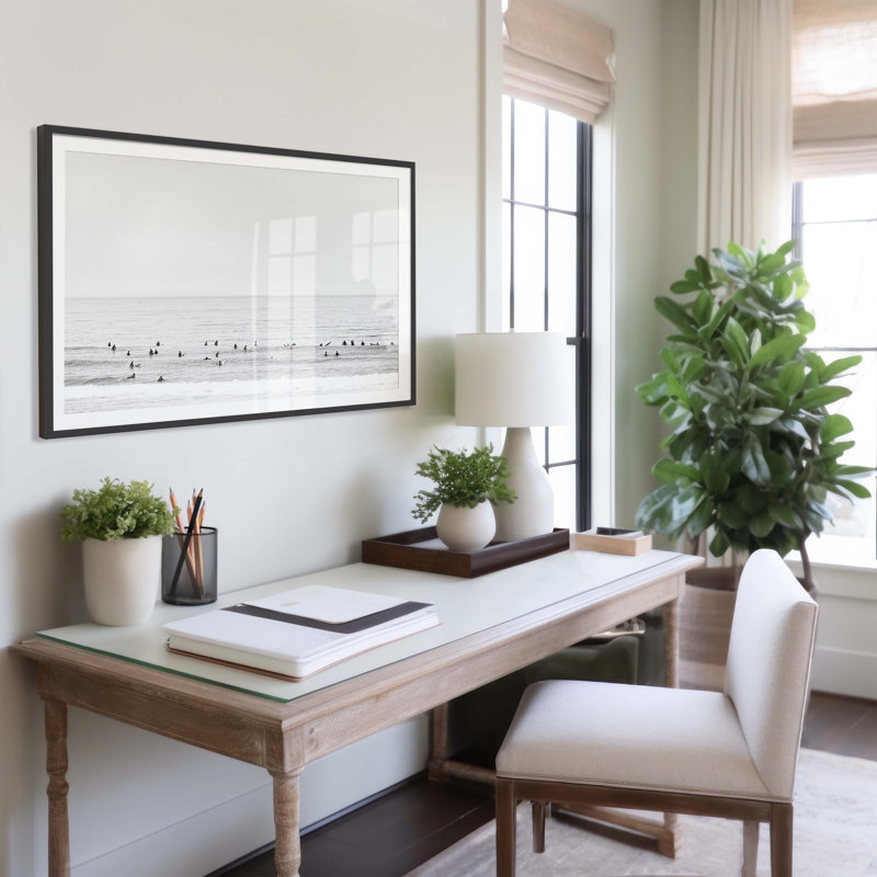 Surfs Up Pacifica Print by Carly Tabak, 25" W x 18" H, Black Wood