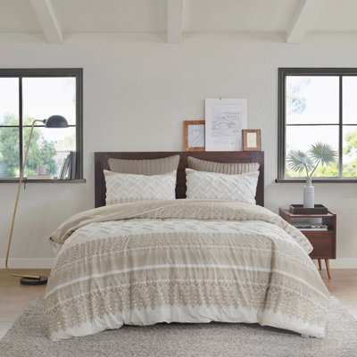 Ensemble de housse de couette en coton pour lit double / grand 3 pièces avec capitonnage en chenille