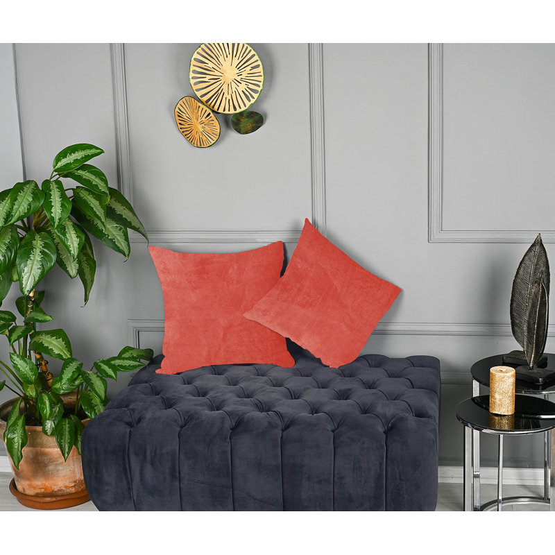 Matte Velvet Cushion Cover - 1 Pc, 41cm x 41cm, Coral