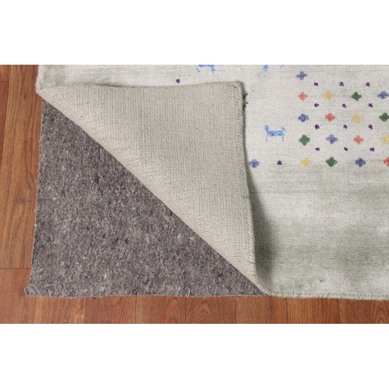 Tapis oriental vert sauge Gabbeh 9 x 10