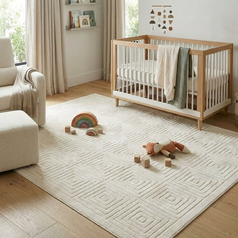 Michella Performance Transitional Modern Geometric Greek Key Ivory Indoor/Outdoor Rug, Rectangle 7'10" x 9'10"