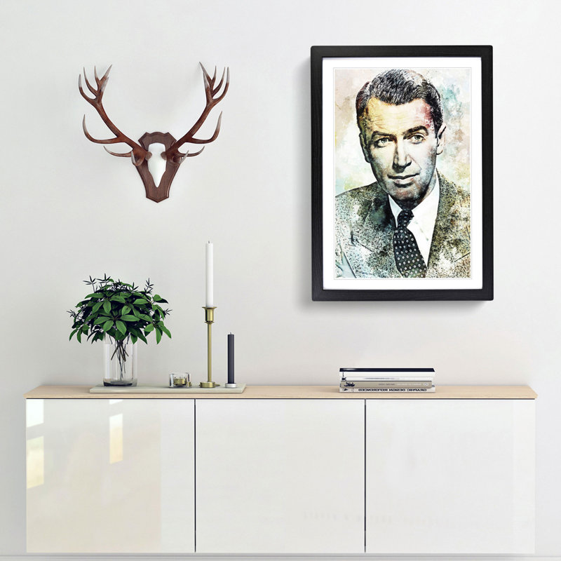 James Stewart in Abstract - Picture Frame Graphic Art Print, 36cm H x 27cm W x 2cm D, Black Framed
