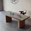 Table de salle à manger rectangulaire grise en bois massif-264753125