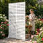 Paravent d'extérieur autoportant à 5 panneaux (hauteur 152 cm), cloison décorative à persiennes en PEHD avec cadre en acier, panneau de clôture résistant aux intempéries pour balcon, jardin et intérieur - Blanc et beige-115640911