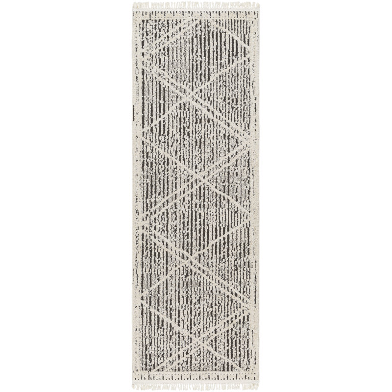 Tapis noir et gris Nalani, Tapis de couloir 2 pi 7 po x 7 pi 3 po