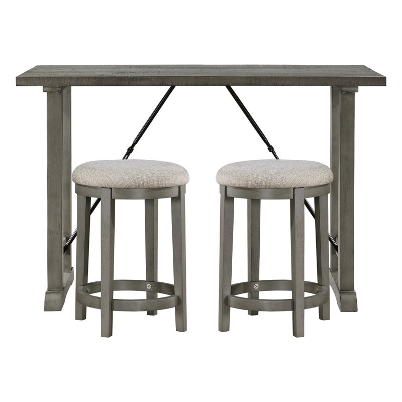 Ensemble de table à hauteur de comptoir 3 pièces avec 2 tabourets et sièges rembourrés en mousse
