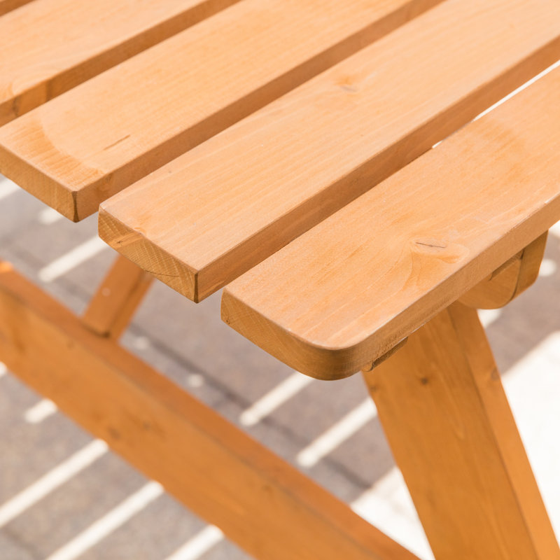 Table de pique-nique en bois massif Cailie, Brun