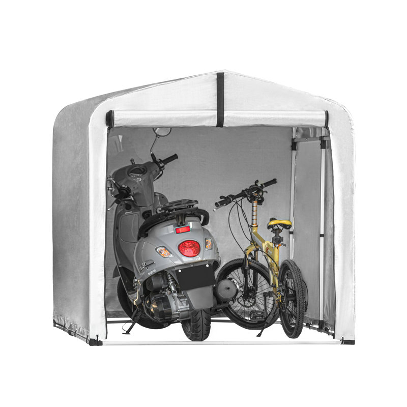Stover 5 ft. W x 7 ft. D Polyethylene Dome Bike Shed, 165cm H x 159cm W x 219cm D, Light Grey