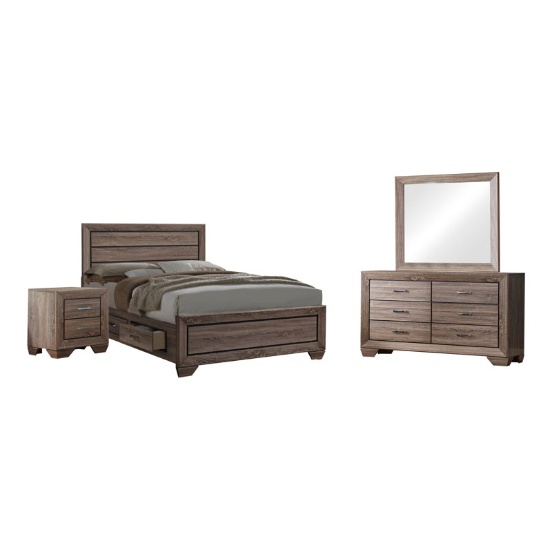 Ensemble de chambre à coucher 4 pièces Bynaker en taupe délavé, Très grand