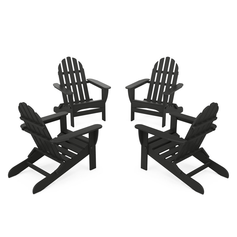 4-Piece Classic Folding Adirondack Conversation Set, Black
